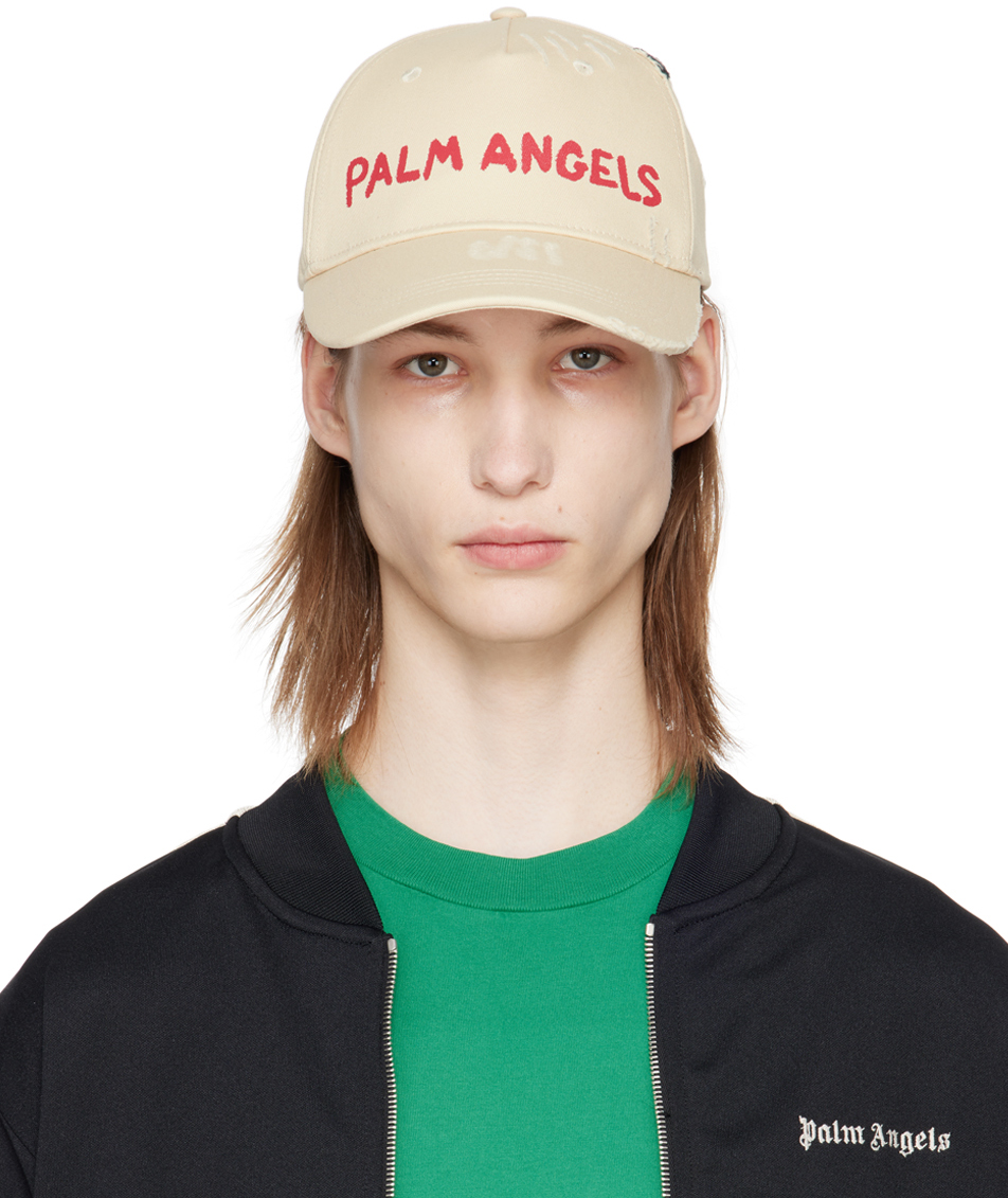 Shop Palm Angels Off-white Logo Cap In Off White Red