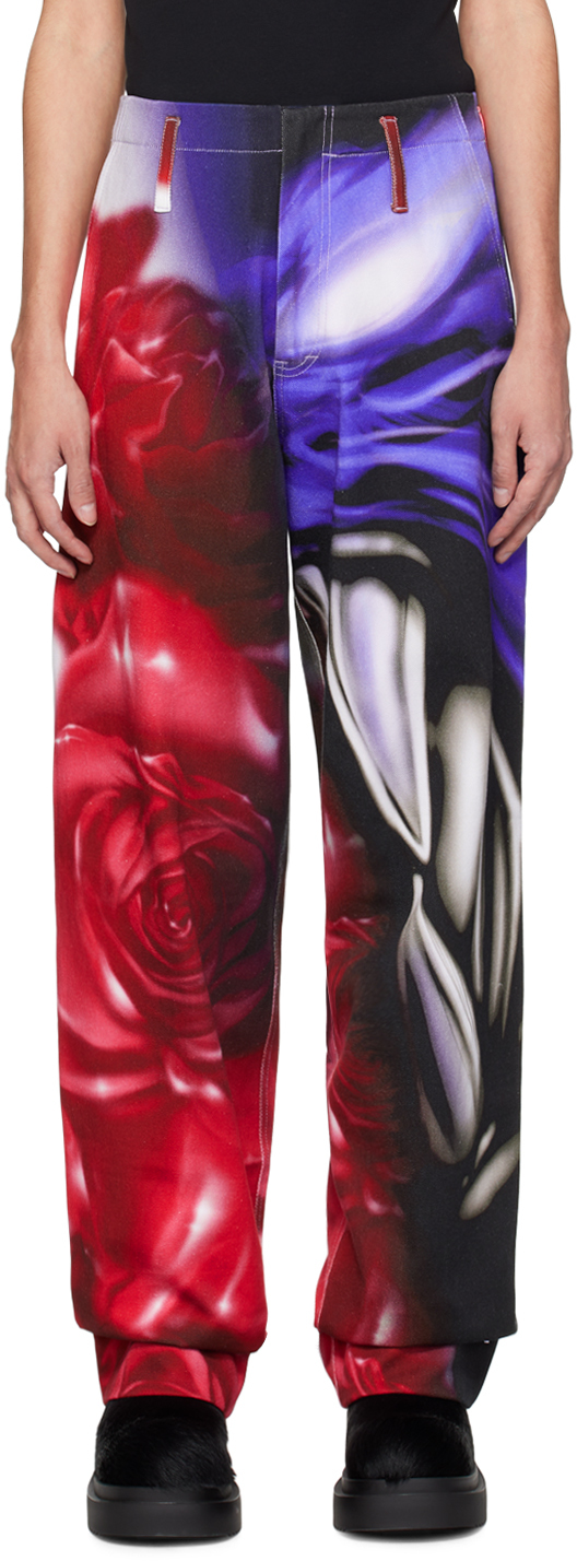 Gerrit Jacob: Blue & Red Printed Jeans | SSENSE