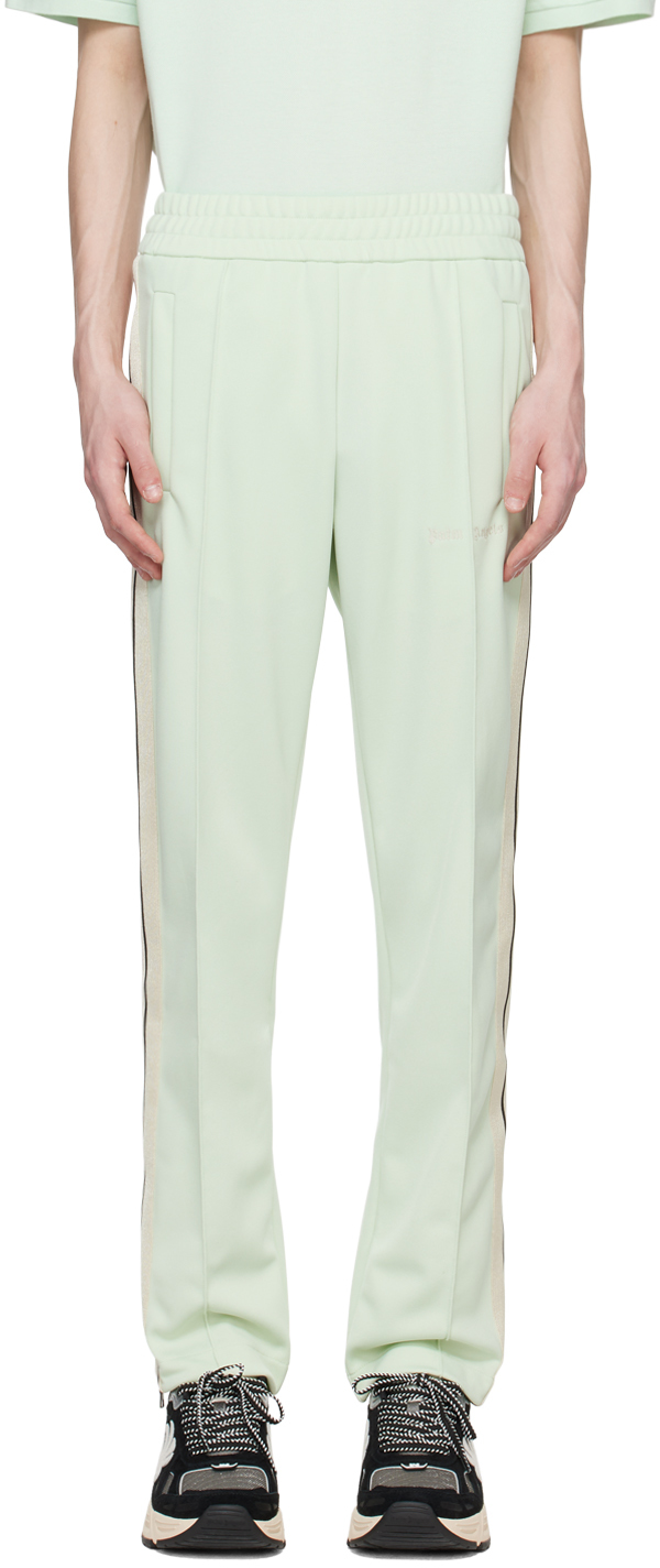 Shop Palm Angels Green Striped Track Pants In Mint Off White
