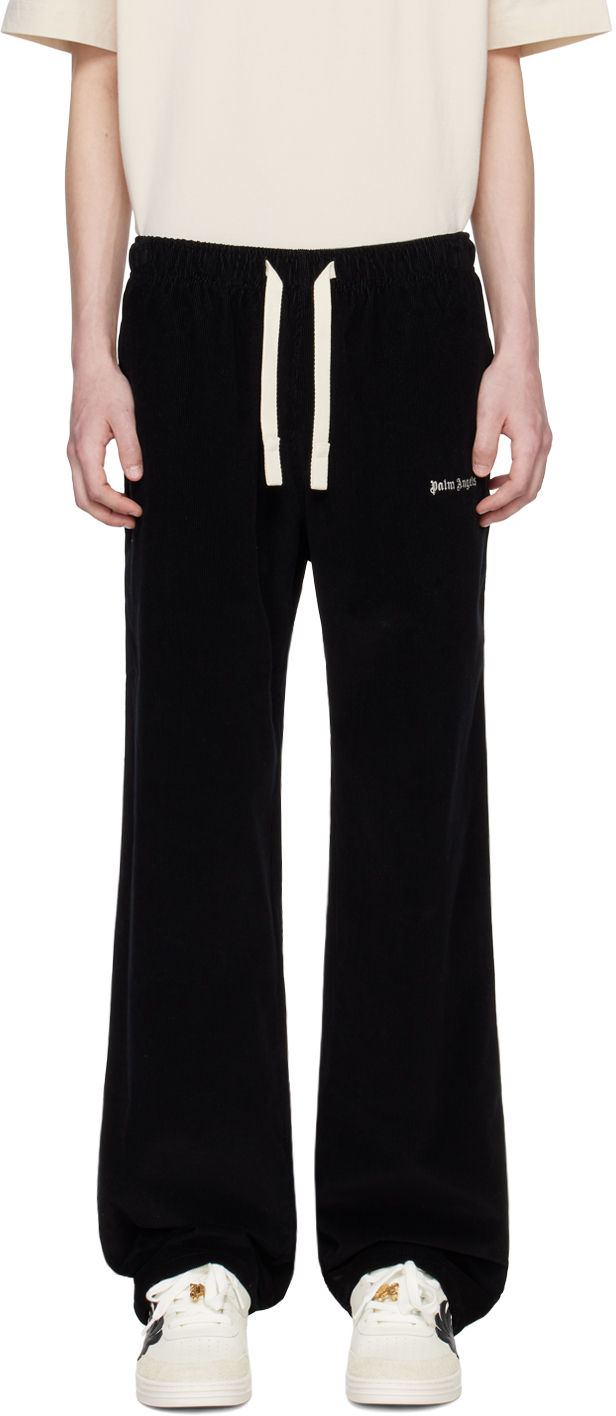 Shop Palm Angels Black Embroidered Sweatpants In Black Off