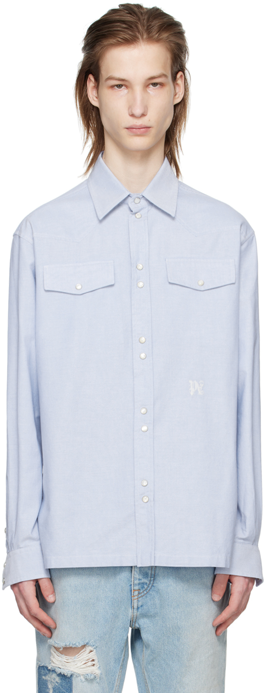 Palm Angels Blue Denim Shirt