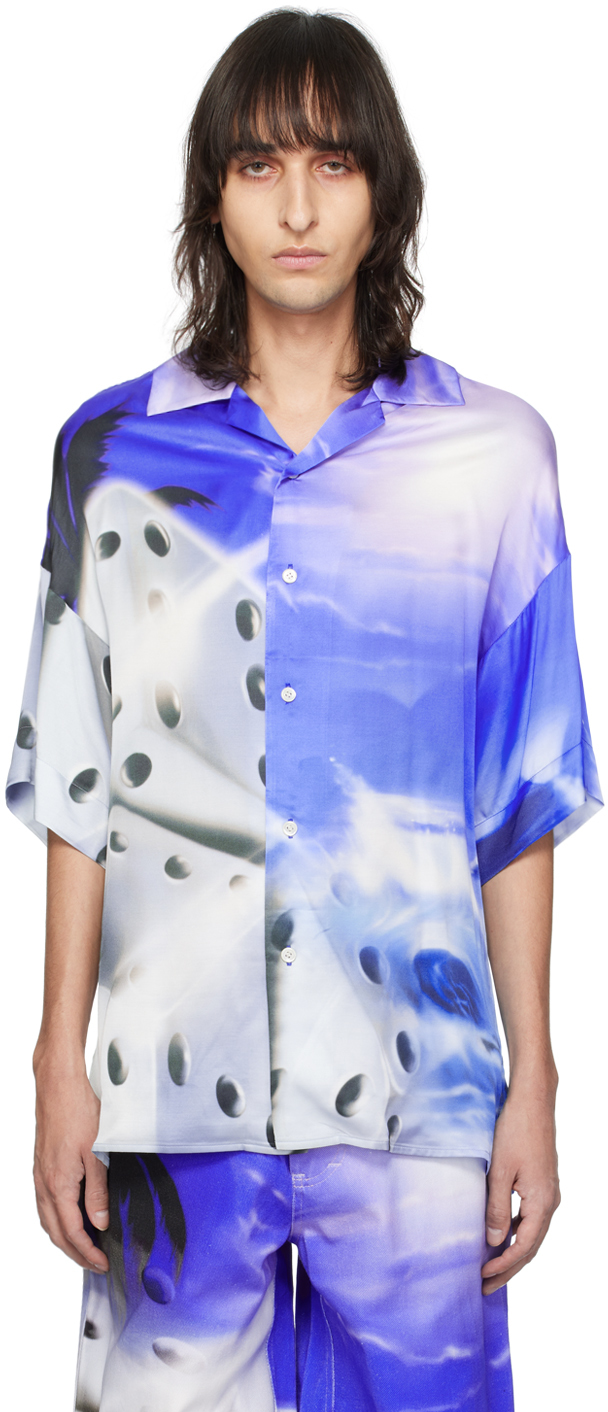 Blue & White Printed Shirt