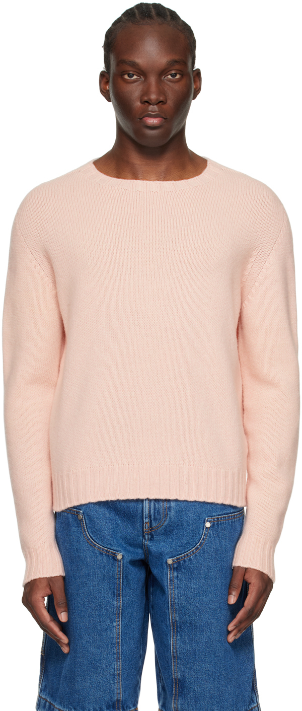 Palm Angels Pink Embroidered Jumper In Pink White