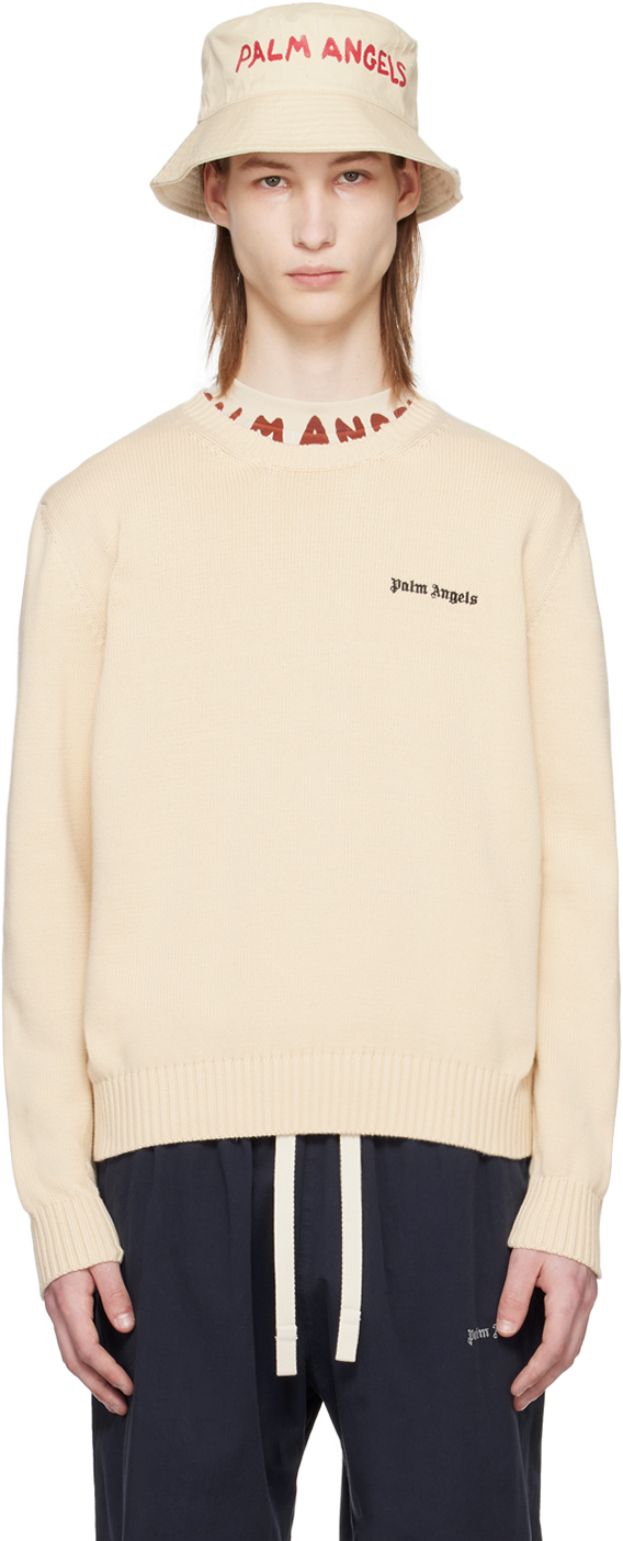 Beige Embroidered Sweater