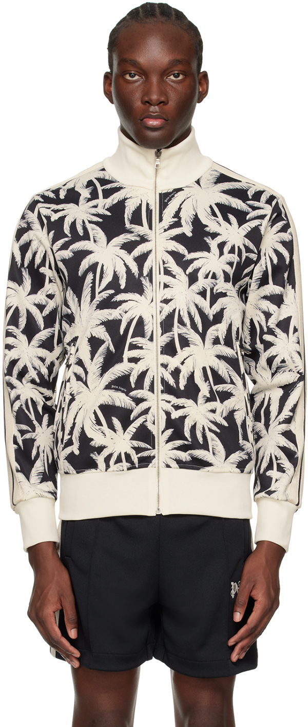 Black Off-White Palms Allover Track Jacket by Palm Angels on Sale