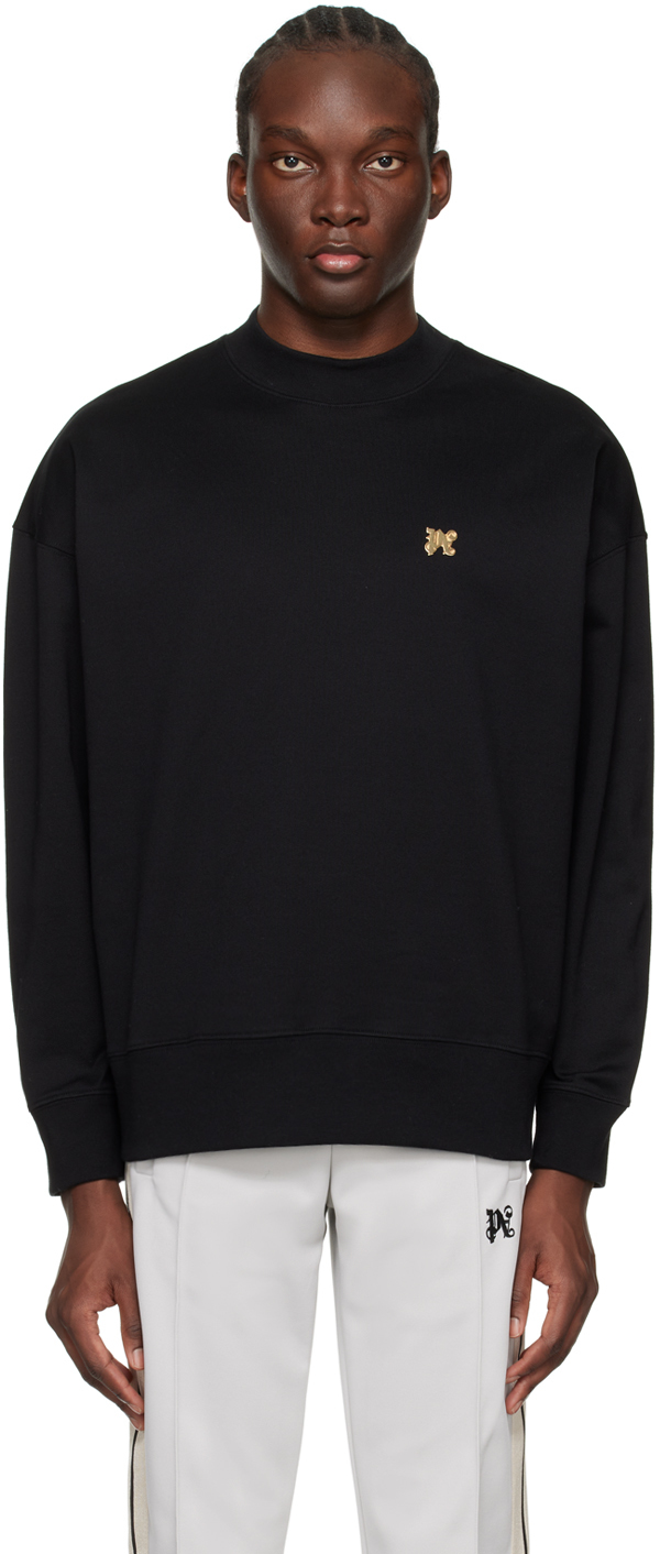 Shop Palm Angels Black Plaque Sweatshirt In Black Gold