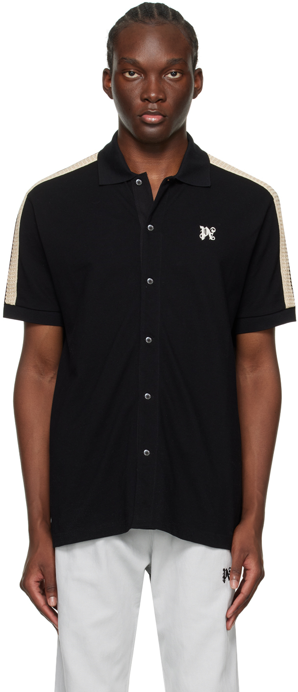 Palm Angels Black Monogram Track Polo In Black Off