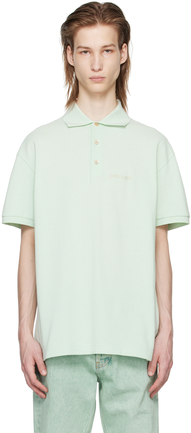 Shop Palm Angels Green Embroidered Polo In Mint Mint