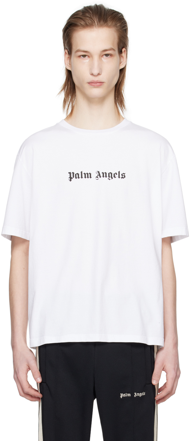 Palm Angels: White Printed T-Shirt | SSENSE Canada