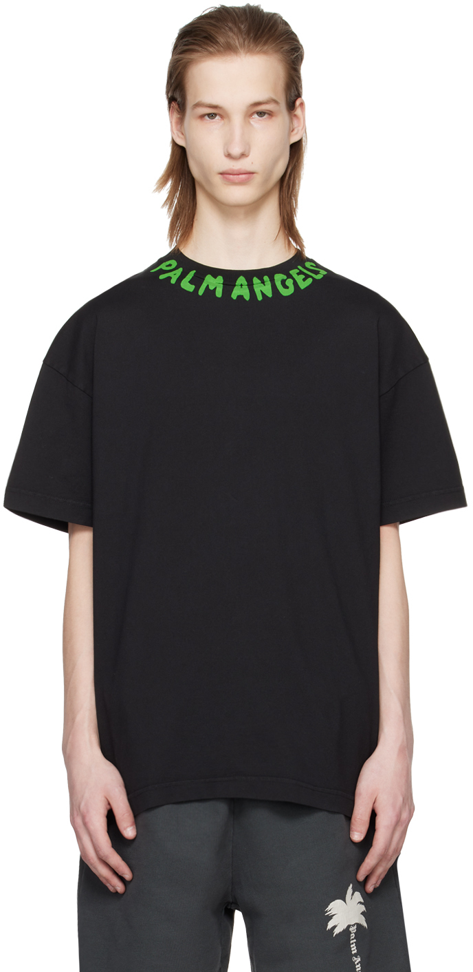 Palm Angels: Black Printed T-Shirt | SSENSE