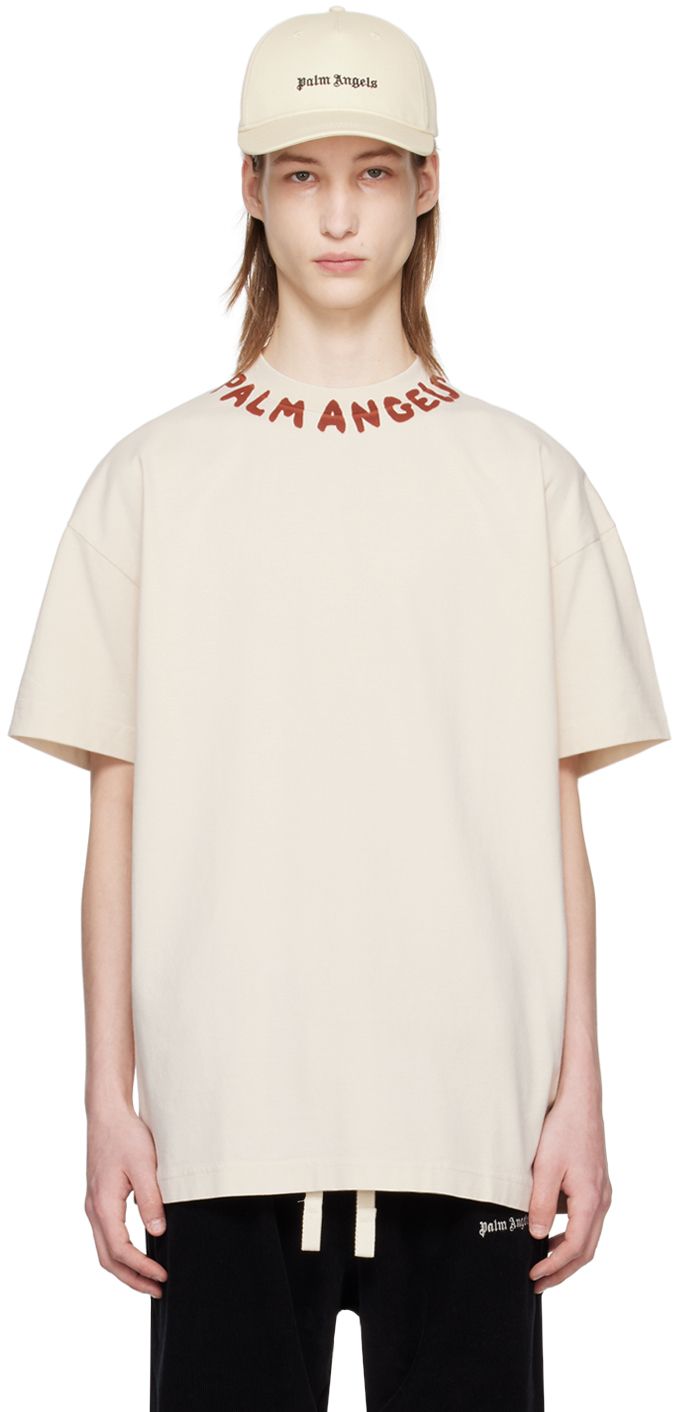 Upside Down Palm-print T-shirt in white/green - Palm Angels® Official