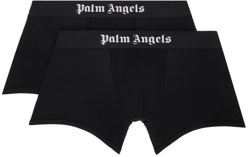 Palm Angels Two-pack Black '' Boxers In Black White