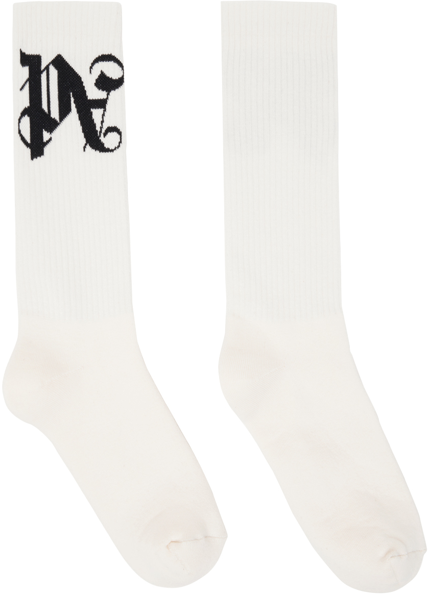 MASU angel monogram socks white - レッグウェア