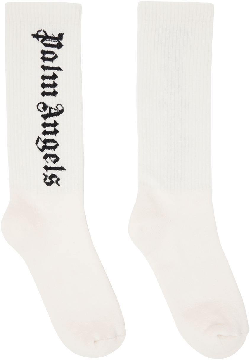Palm Angels Off-white Classic Logo Socks In Yellow