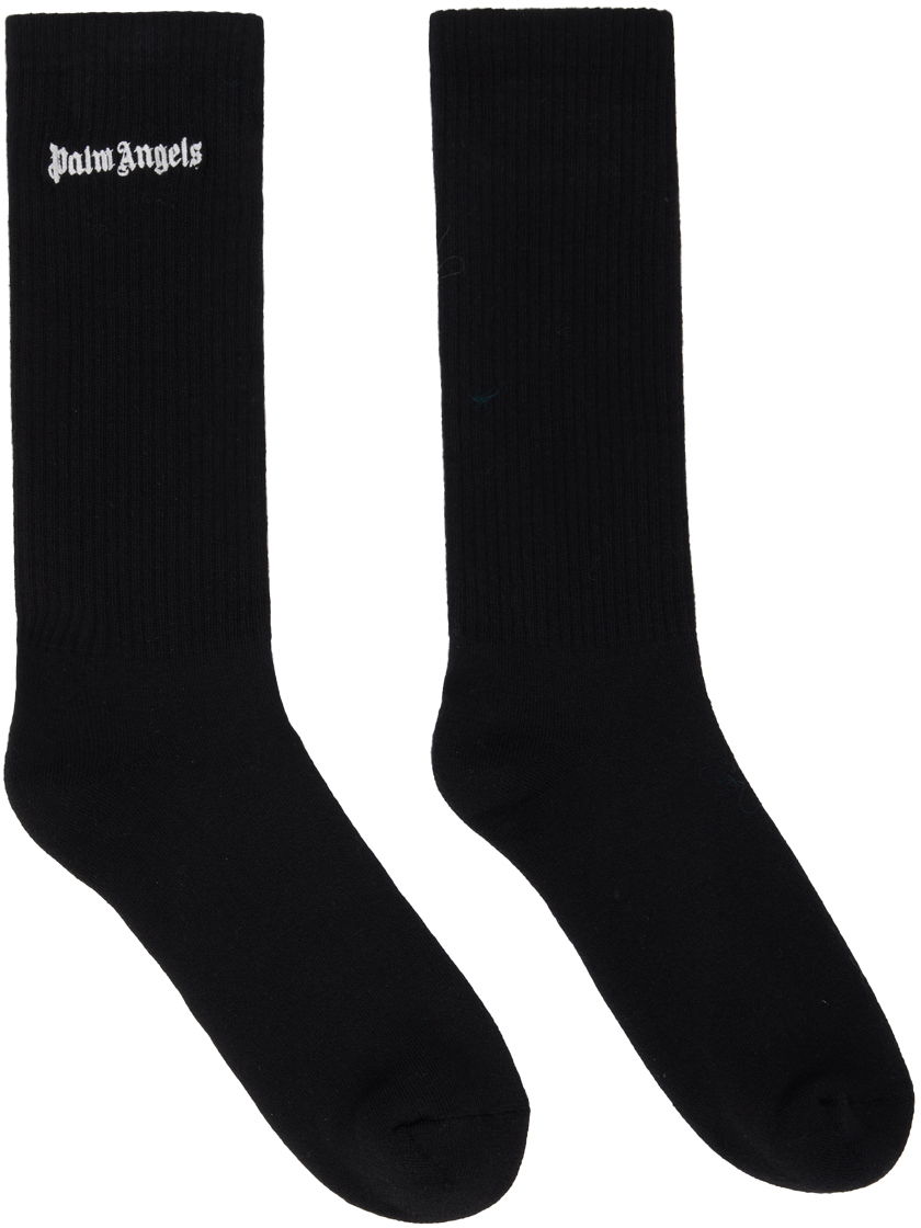 Black Embroidery Logo Socks