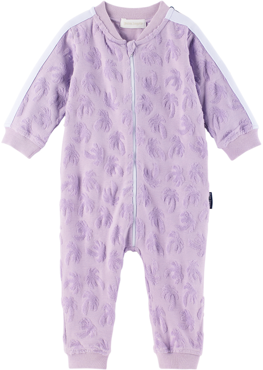 Palm Angels Baby Purple Zip Jumpsuit In Light Lilac
