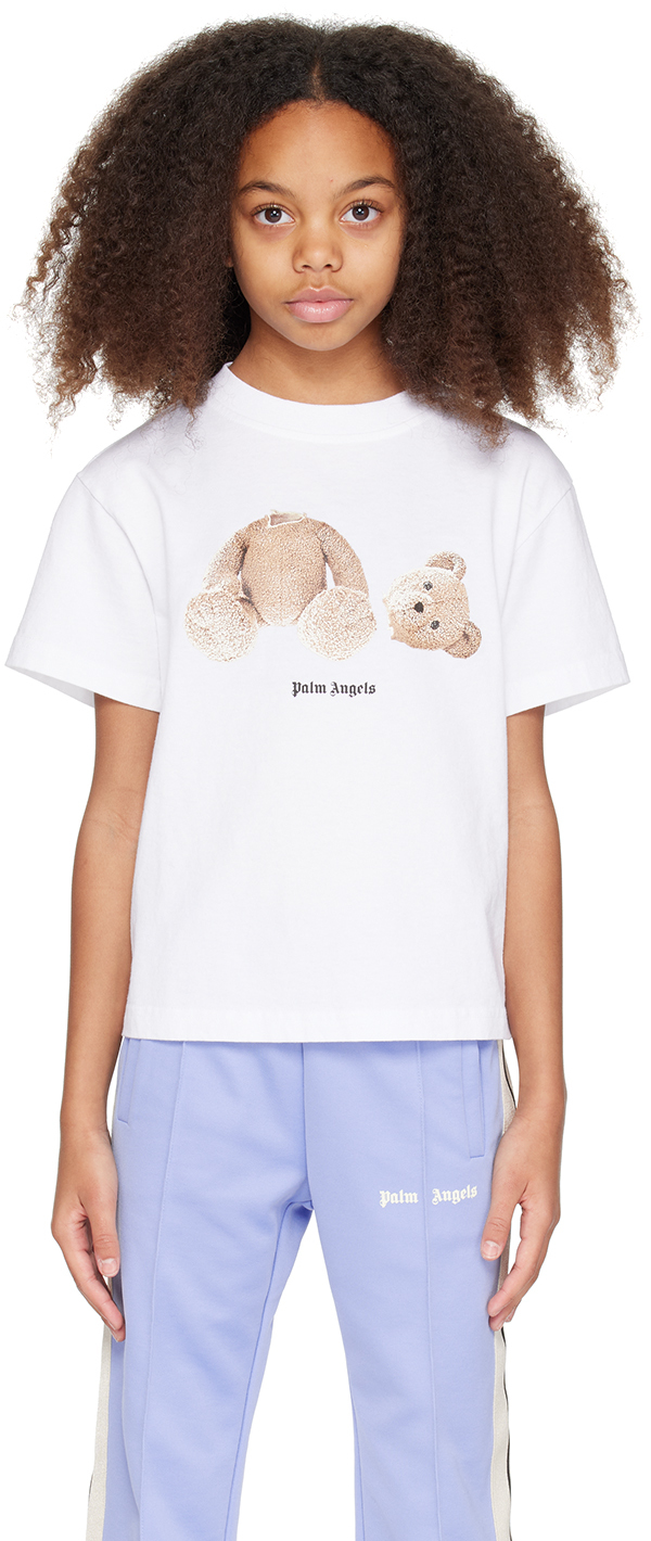 Kids White Bear T-Shirt by Palm Angels