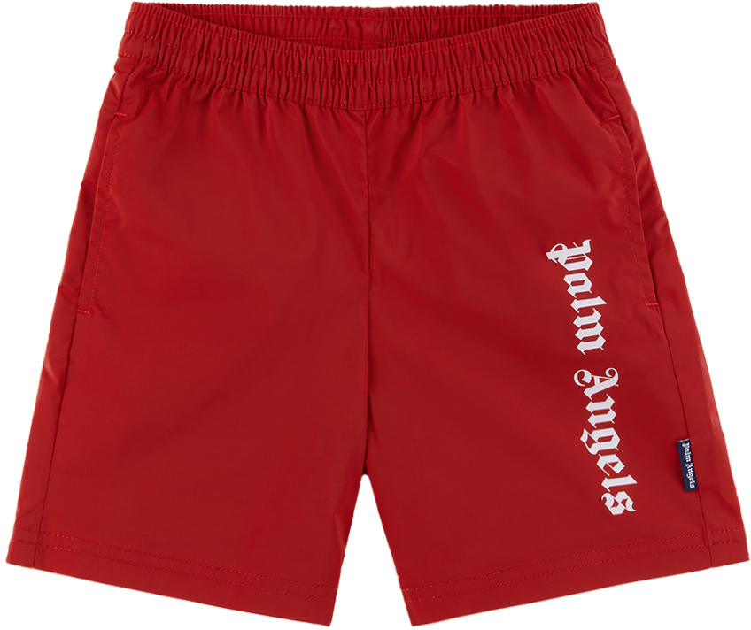Palm Angels Kids Red Printed Swim Shorts
