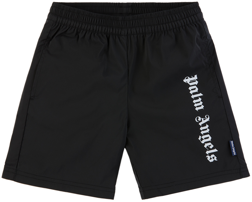 Palm Angels Kids Black Printed Swim Shorts