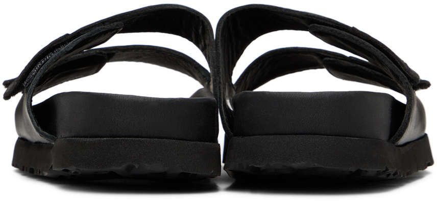 Palm Angels Kids Black Printed Sandals In Black White