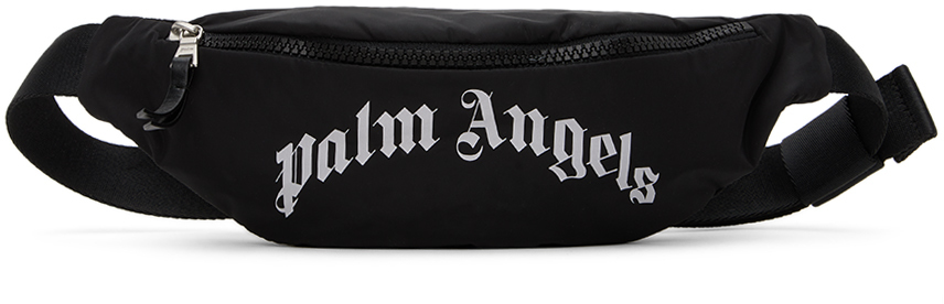Palm Angels Kids Black Curved Logo Belt Bag