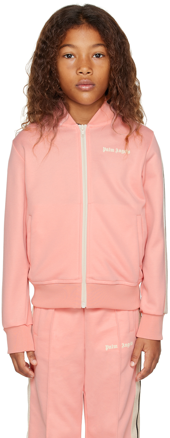 Kids Pink Striped Track Jacket by Palm Angels