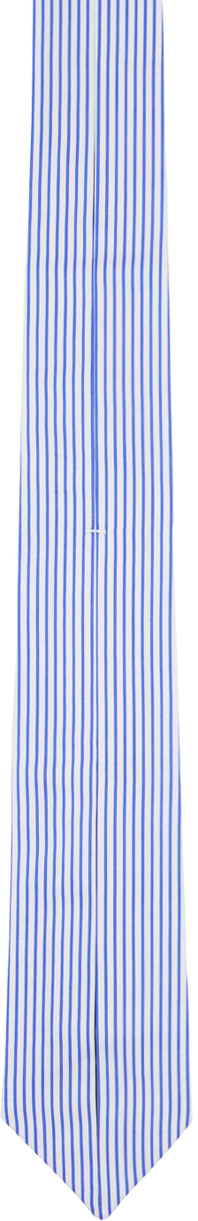 Shop _j.l - A.l_ Blue & White Bellow Tie In White / Blue Stripe