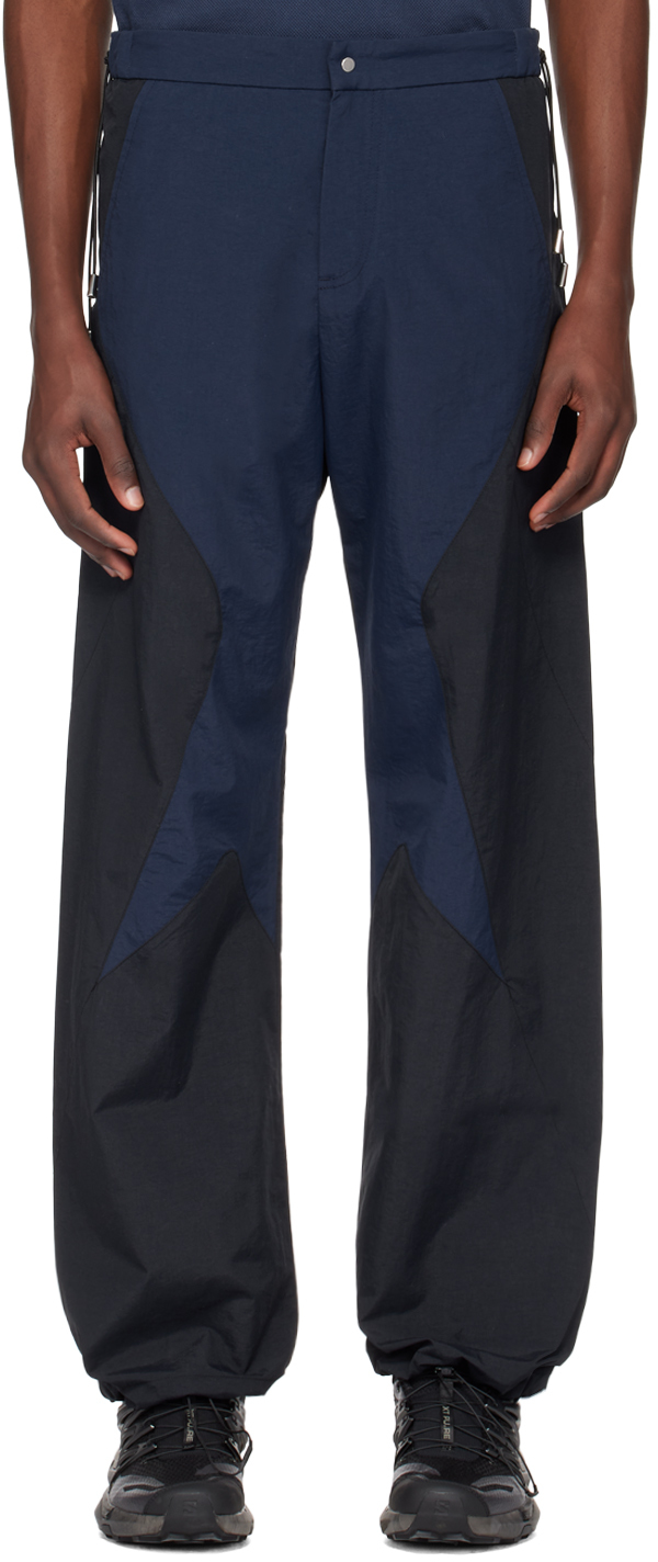 _j.l - A.l_ Navy & Black Paneled Track Trousers In Black / Dark Blue