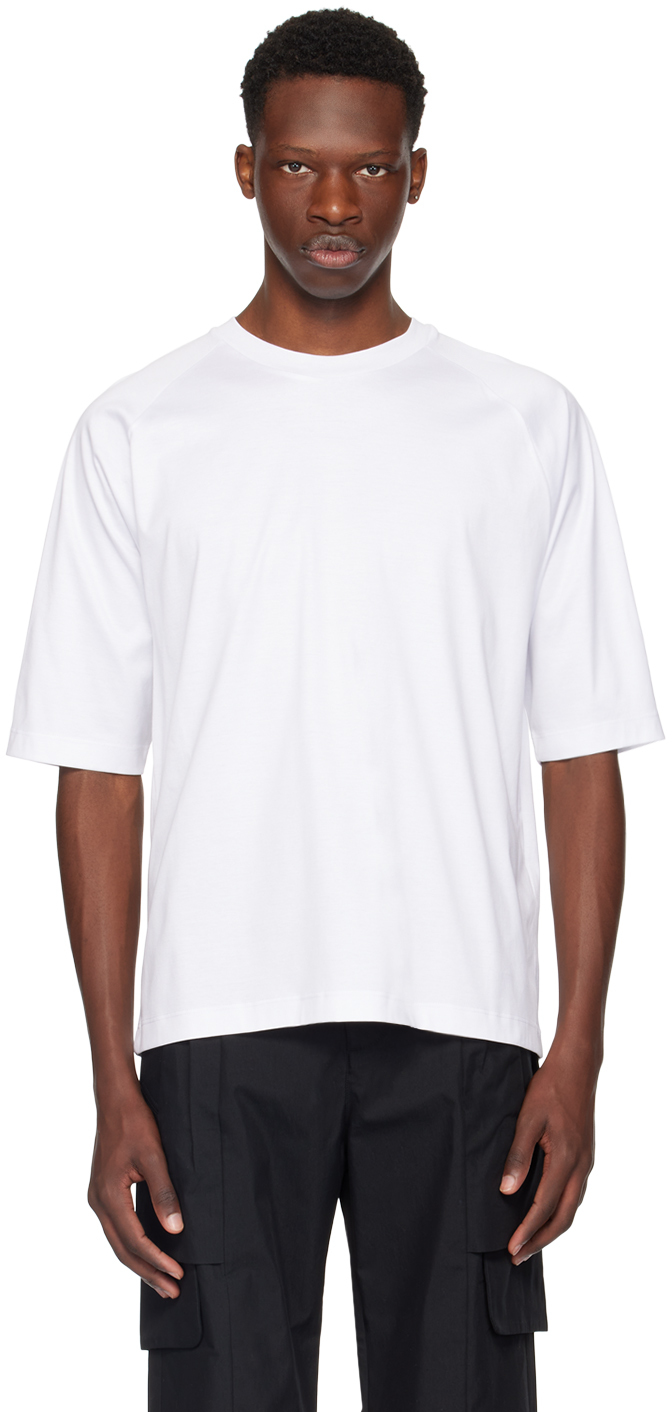 _j.l - A.l_ White Bellow T-shirt In Brightblue/brightwhi