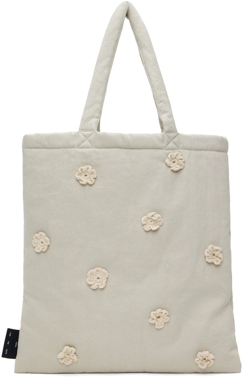 Shop Song For The Mute Taupe Daisy Tote In Bone