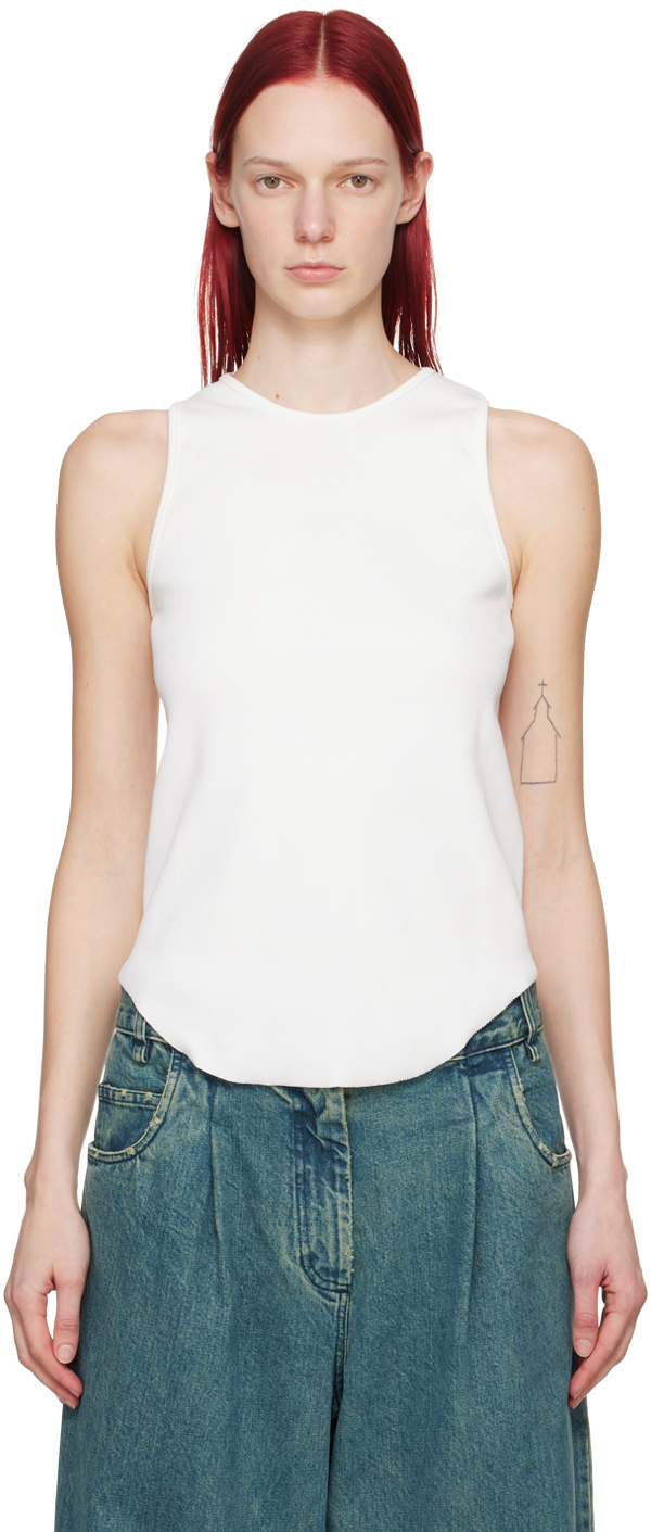 Song For The Mute White Raw Edge Tank Top
