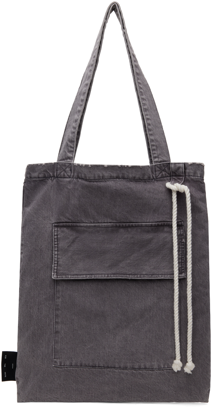 Shop Song For The Mute Gray Flap Pocket Tote In Dark Grey