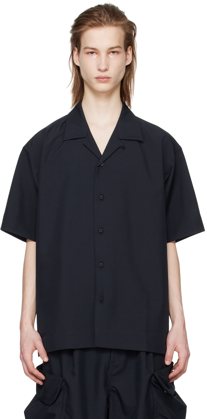 Navy Side Slit Shirt