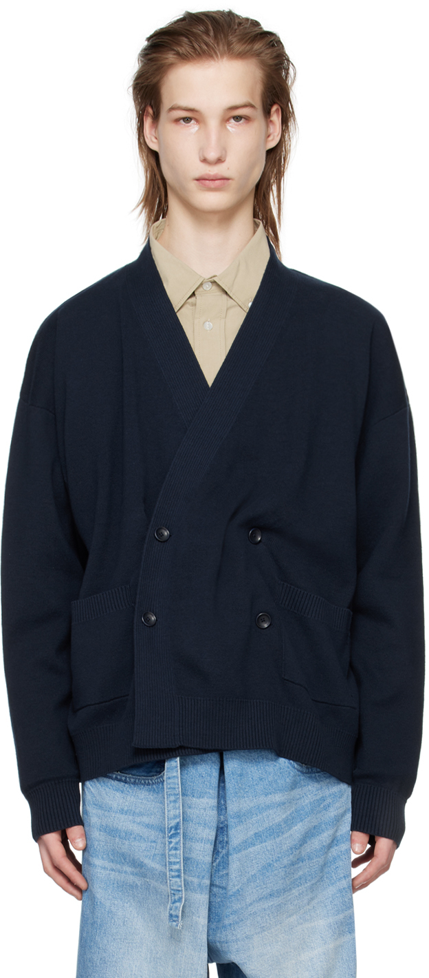 Navy Double-Breasted Cardigan