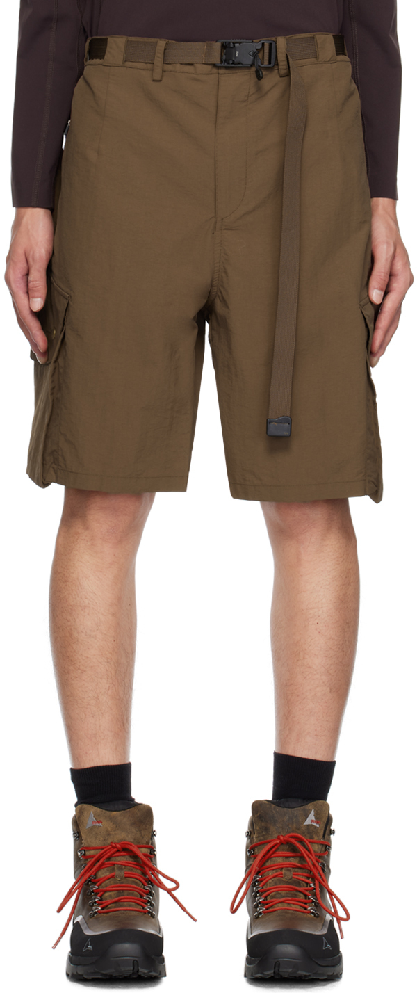 Brown Curvy Pattern Shorts