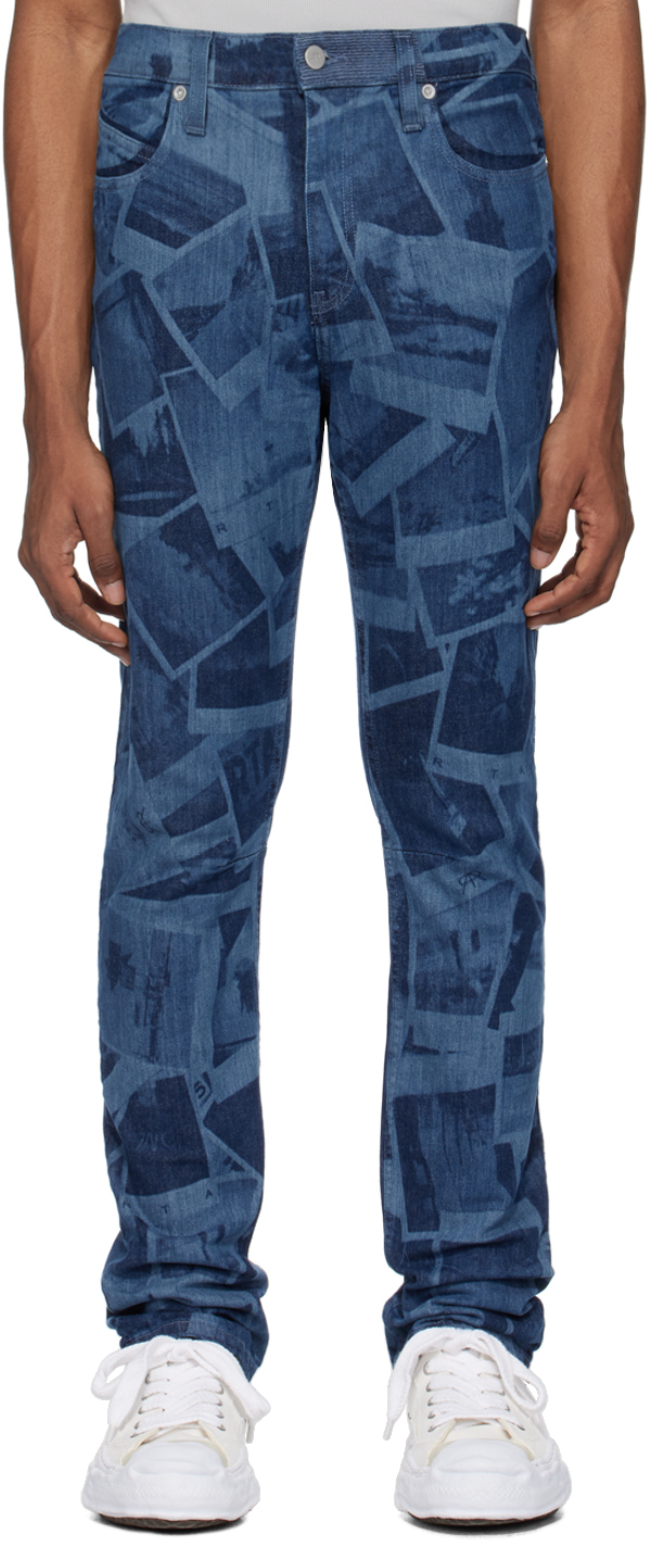 Shop Rta Blue Slim Jeans In Indigo Photo Collage