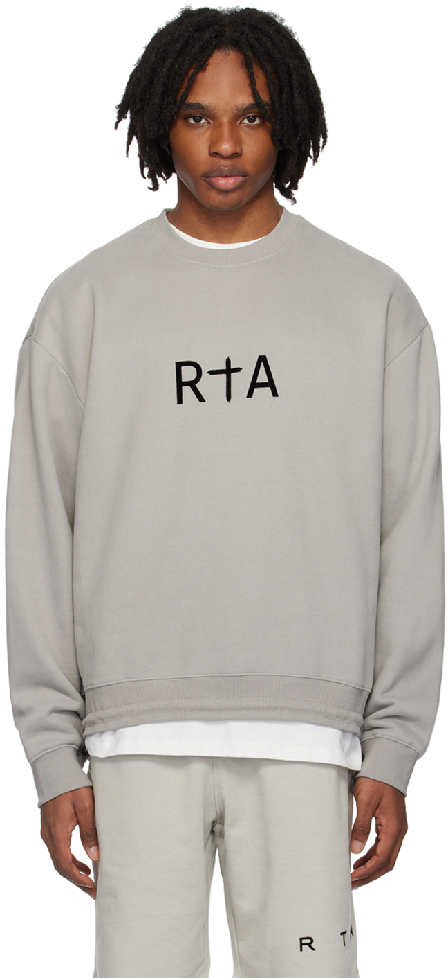 Shop Rta Gray Flocked Sweatshirt In Dove Grey