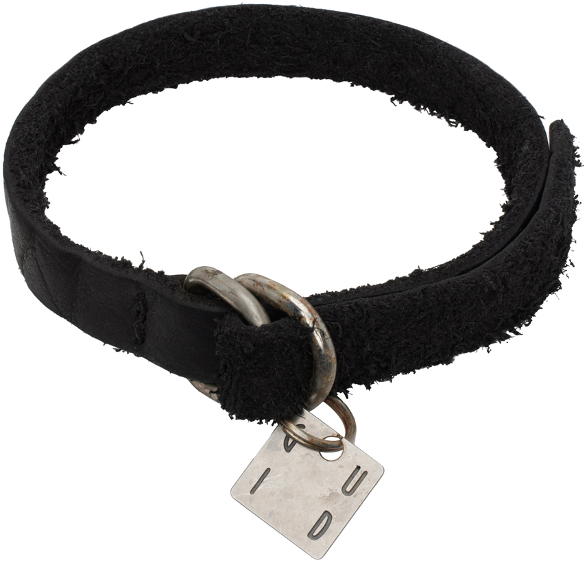 Shop Guidi Black Bison Leather Bracelet In Blkt