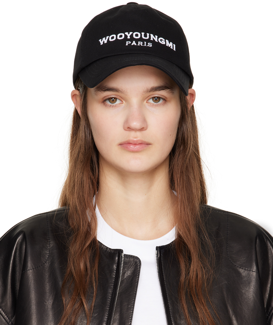 Wooyoungmi Black Embroidered Ball Cap In Black 661b