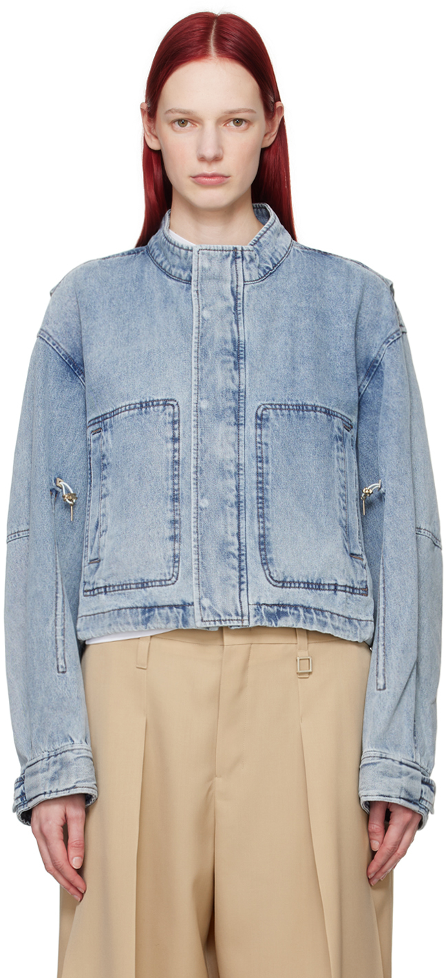 Wooyoungmi Blue Stand Collar Denim Jacket In Blue 989l