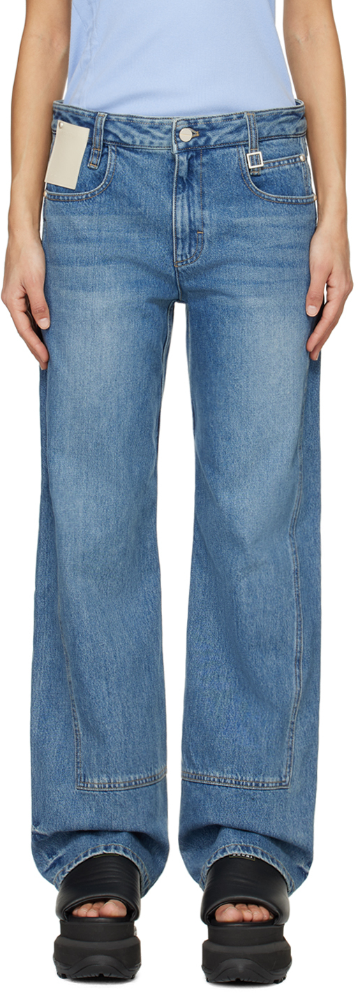 Shop Wooyoungmi Indigo Straight Jeans In Blue 981l