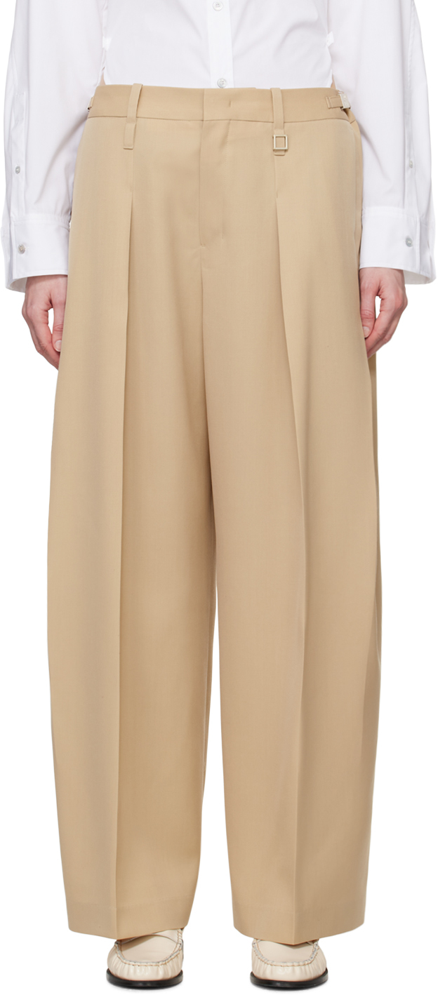 MM6 Maison Margiela: Beige Ruched Trousers