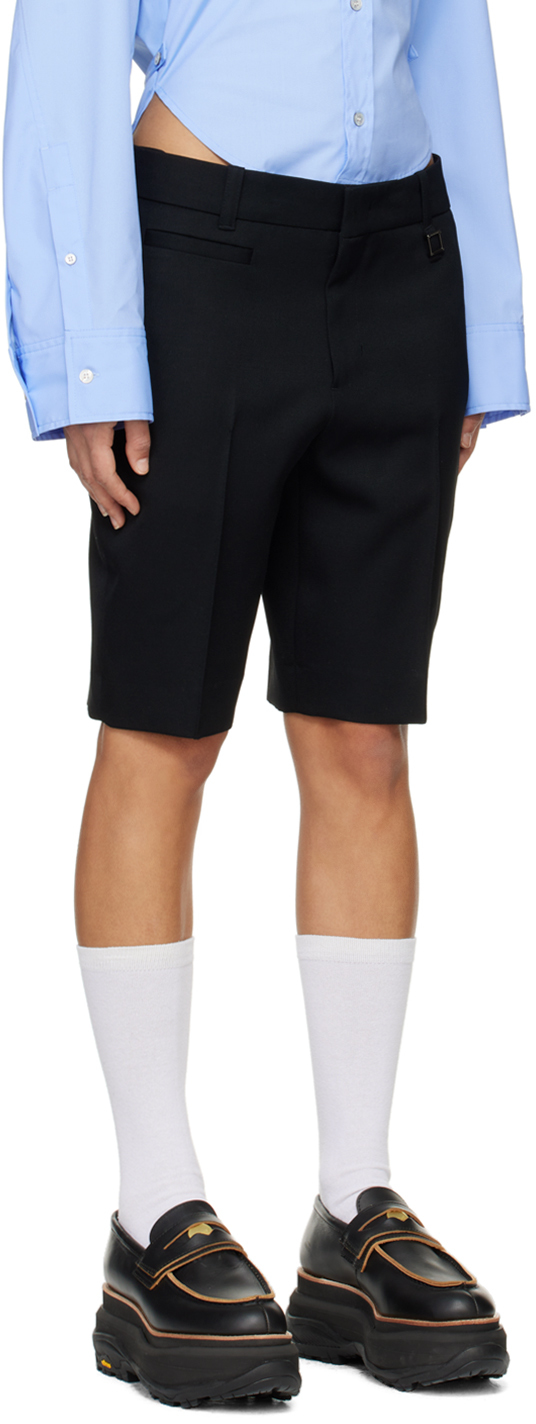 WOOYOUNGMI BLACK CREASED SHORTS 