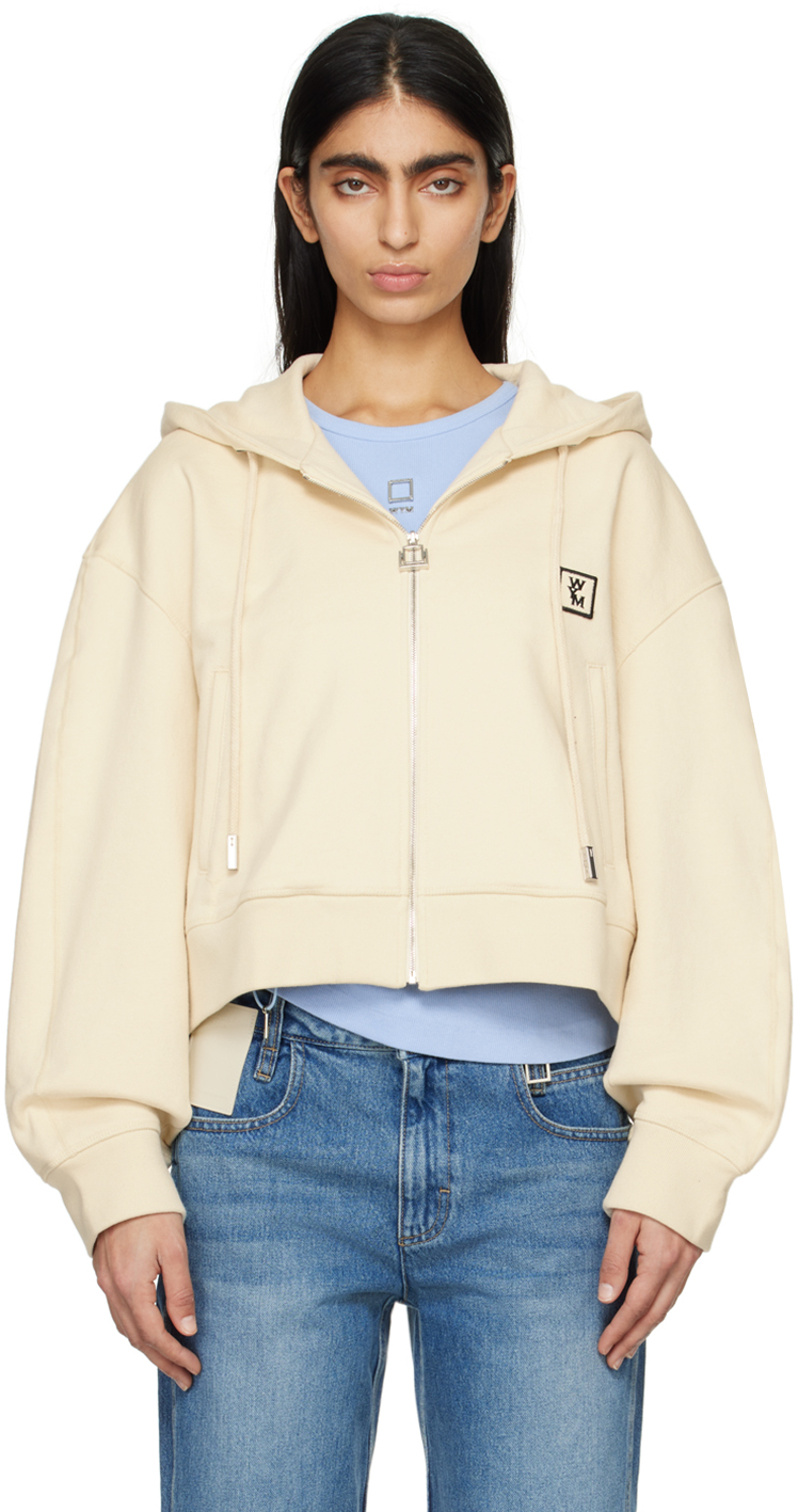 Shop Wooyoungmi Off-white Patch Hoodie In Ivory 733i