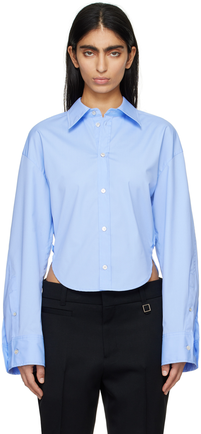 Shop Wooyoungmi Blue Waist Strap Shirt In Blue 831l