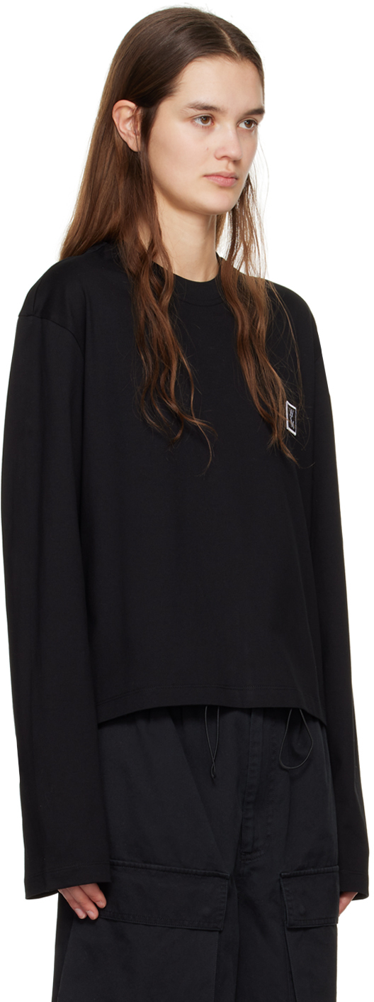 WOOYOUNGMI BLACK PATCH LONG SLEEVE T-SHIRT