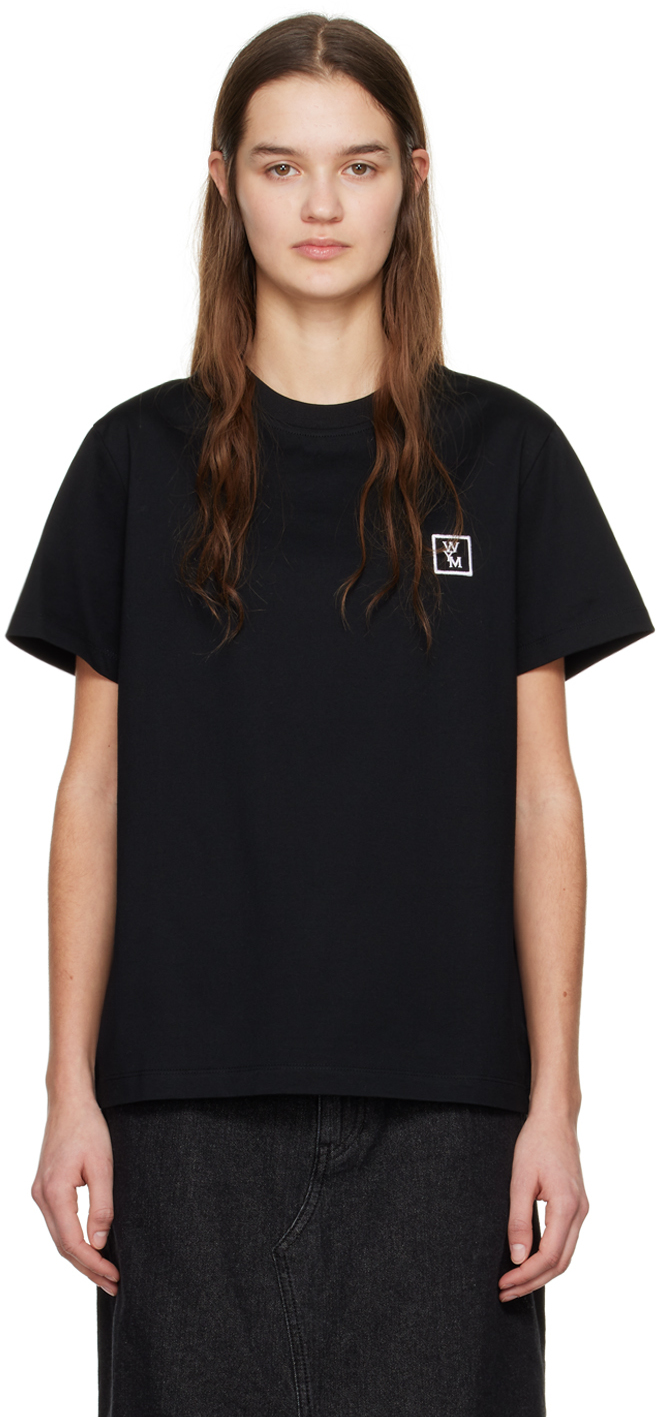 Wooyoungmi Black Patch T-shirt In Black 708b