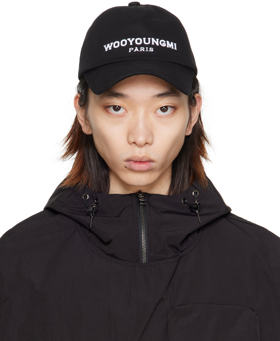 Wooyoungmi Black Embroidered Ball Cap In 661b Black