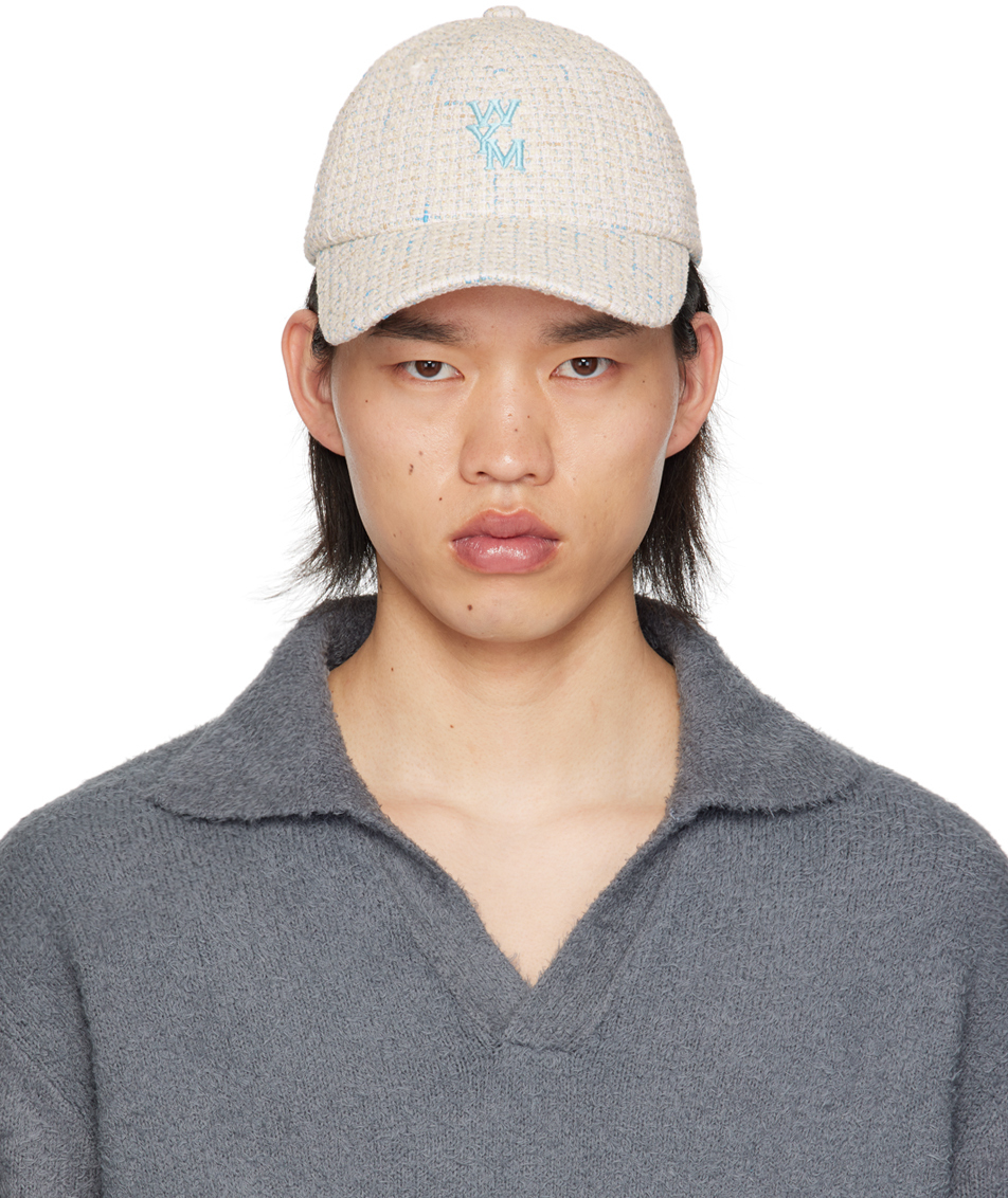 Wooyoungmi Off-white Tweed Logo Ball Cap In 921w White