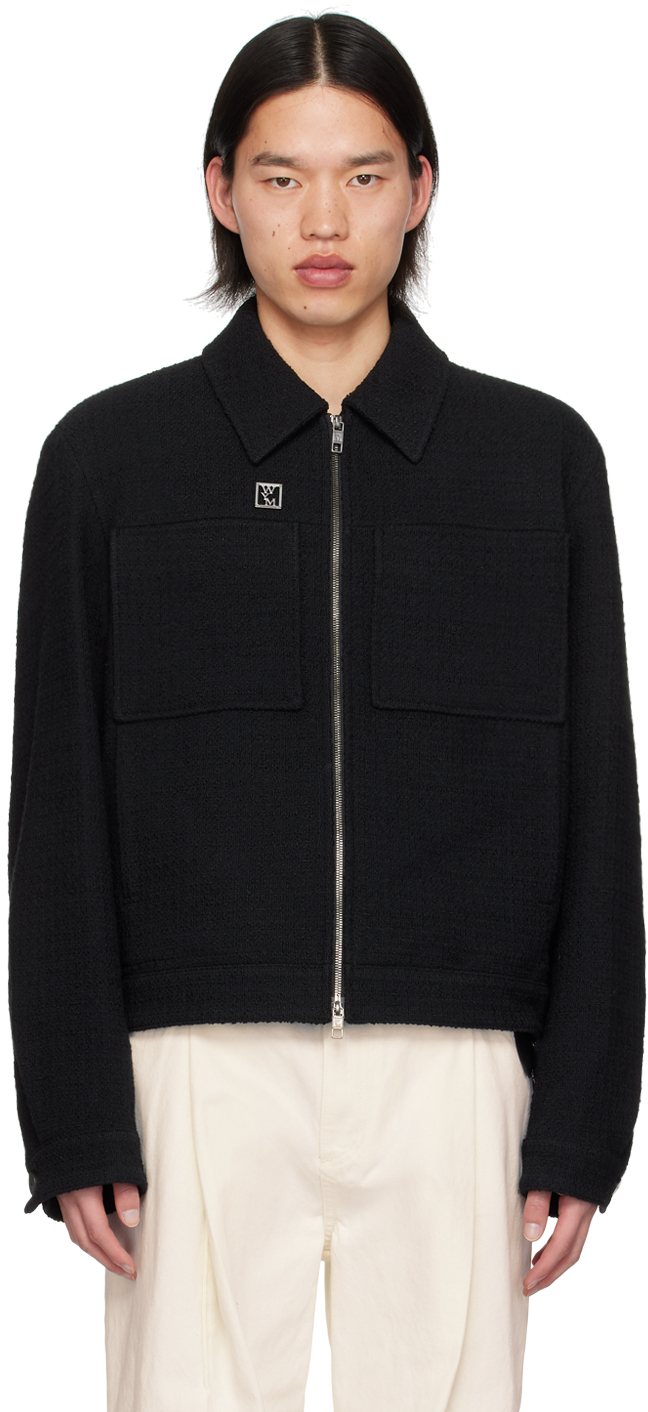 Wooyoungmi Black Patch Pocket Bomber Jacket In 920b Black